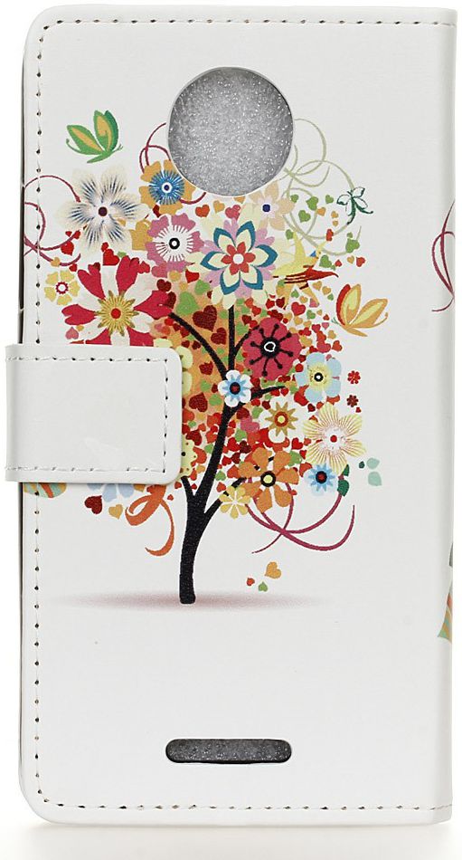 Motorola Moto C Plus Portemonnee Hoesje met Rode Boom Print afbeelding 4