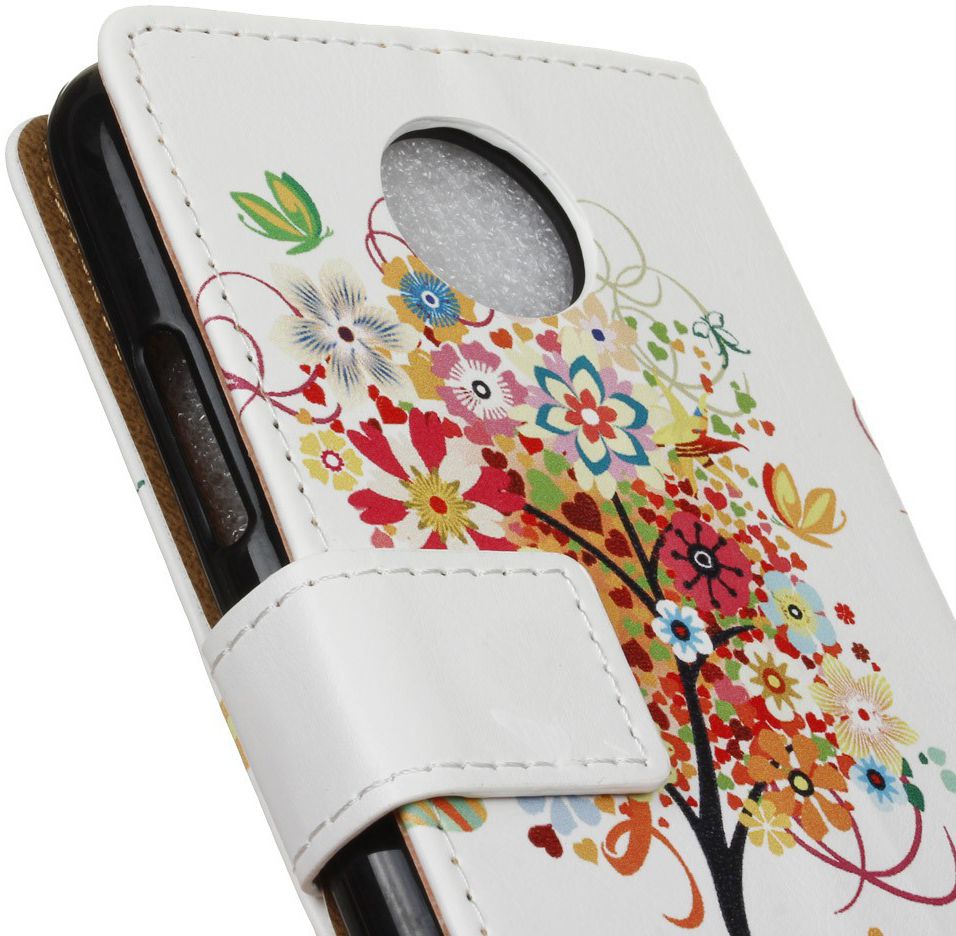 Motorola Moto C Plus Portemonnee Hoesje met Rode Boom Print afbeelding 5