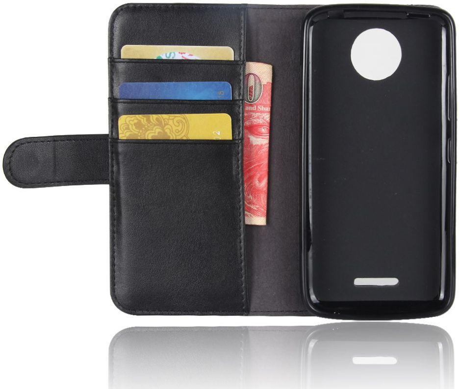 Echt Leren Motorola Moto C Plus Hoesje Zwart afbeelding 5
