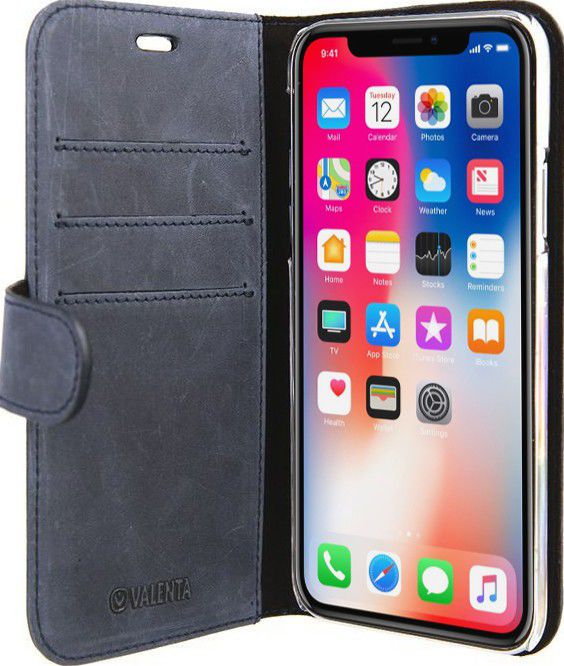 Valenta Luxe Apple iPhone X Hoesje Leer Bookcase Vintage Blauw afbeelding 7