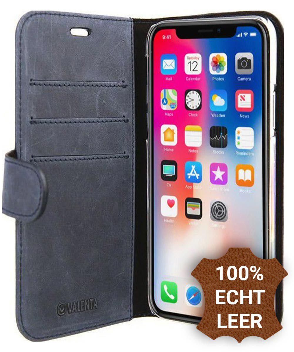 Valenta Luxe Apple iPhone X Hoesje Leer Bookcase Vintage Blauw afbeelding 1