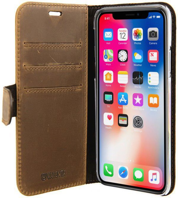 Valenta Luxe Apple iPhone X Hoesje Leer Bookcase Vintage Bruin afbeelding 7