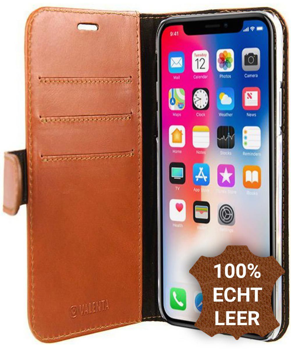 Valenta Luxe Apple iPhone X Hoesje Leer Bookcase Bruin afbeelding 1