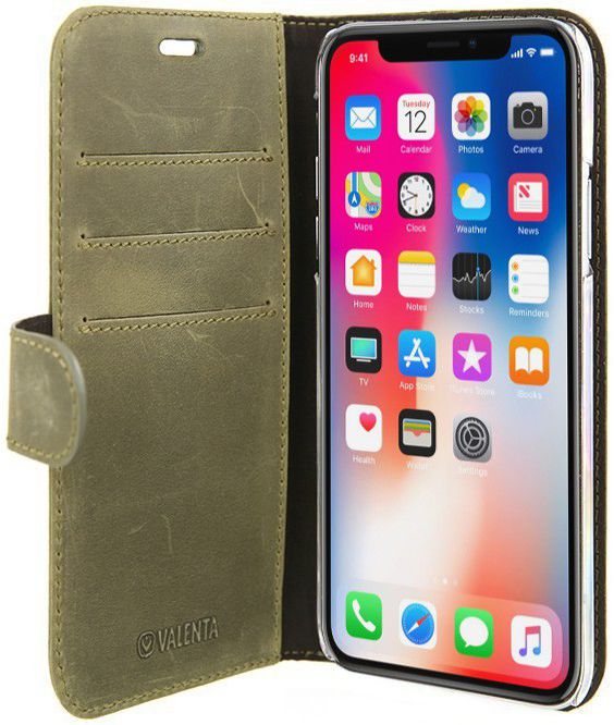 Valenta Luxe Apple iPhone X Hoesje Leer Bookcase Vintage Groen afbeelding 7