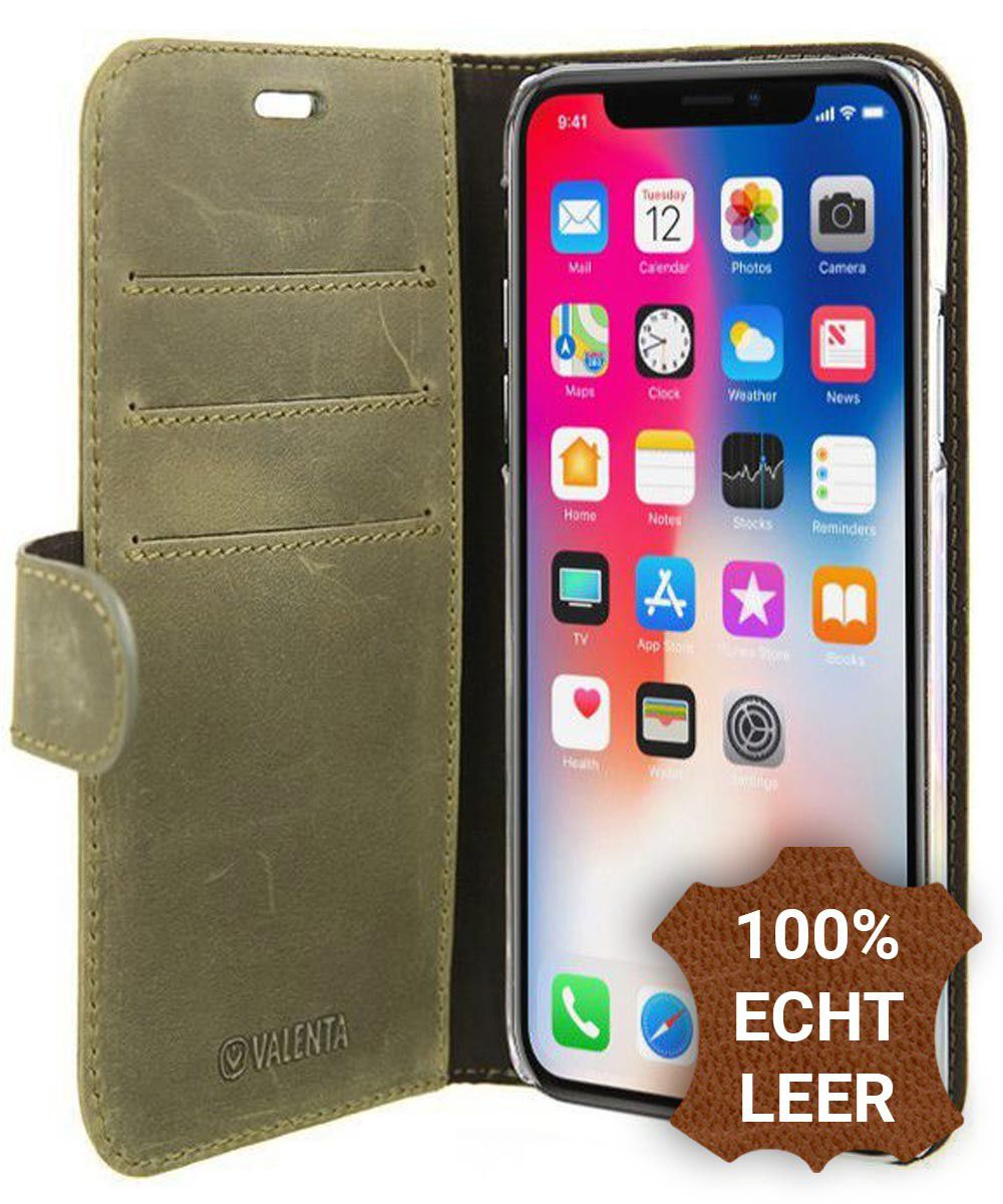 Valenta Luxe Apple iPhone X Hoesje Leer Bookcase Vintage Groen afbeelding 1