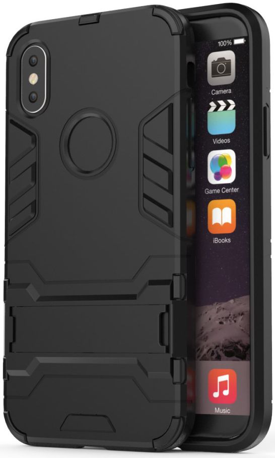 Hybride Apple iPhone X Hoesje met Standaard Zwart afbeelding 1