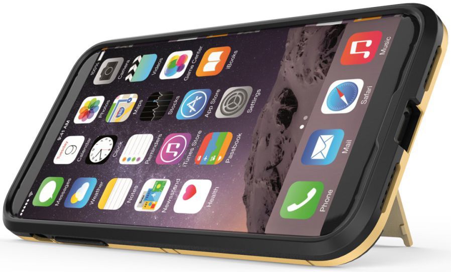 Hybride Apple iPhone X Hoesje met Standaard Goud afbeelding 4
