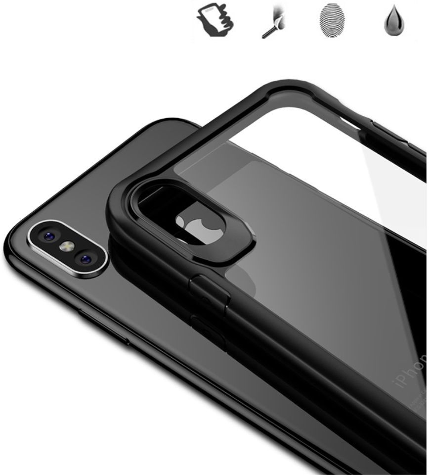 Ipaky Hybrid Back Case voor uw Apple iPhone X Zwart afbeelding 2