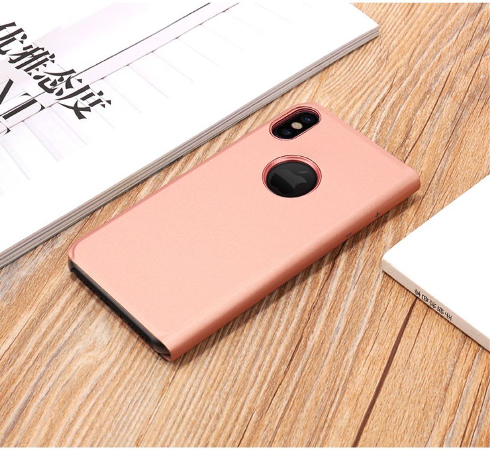 Apple iPhone X Spiegel Hoesje Roze Goud afbeelding 3