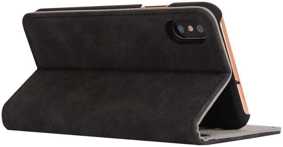 Apple iPhone X Vintage Portemonnee Hoesje Zwart afbeelding 2