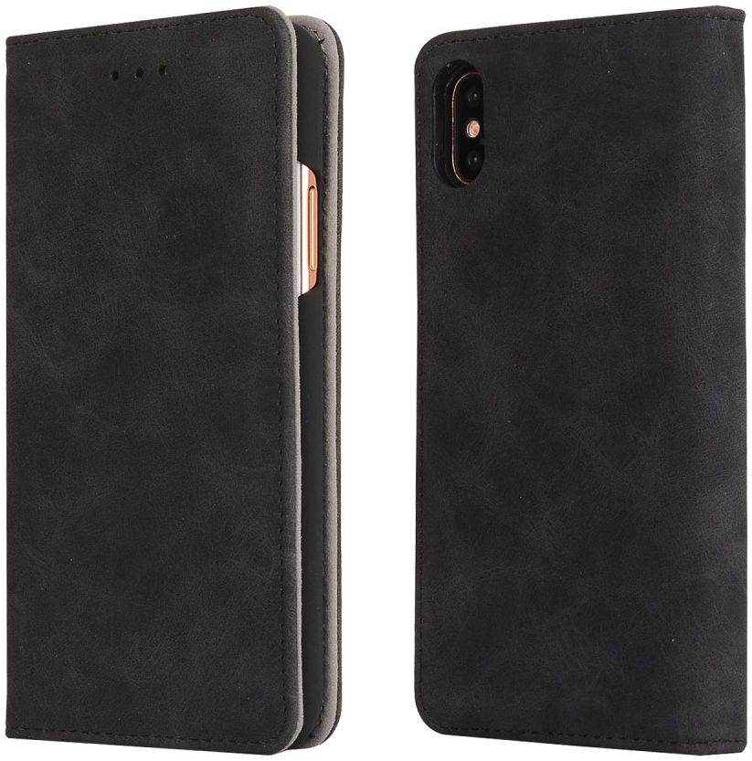 Apple iPhone X Vintage Portemonnee Hoesje Zwart afbeelding 5