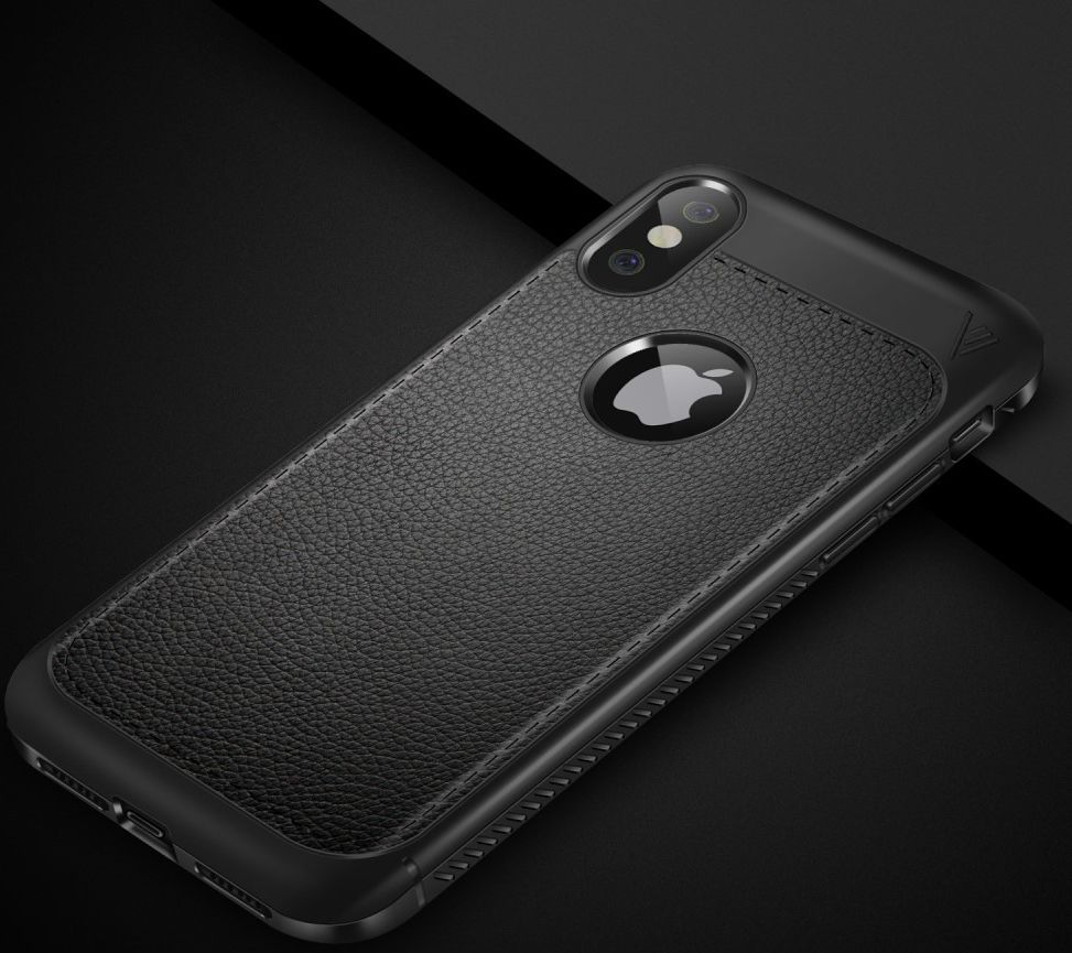 Apple iPhone X Hoesje met Kunstleer Coating Zwart afbeelding 8