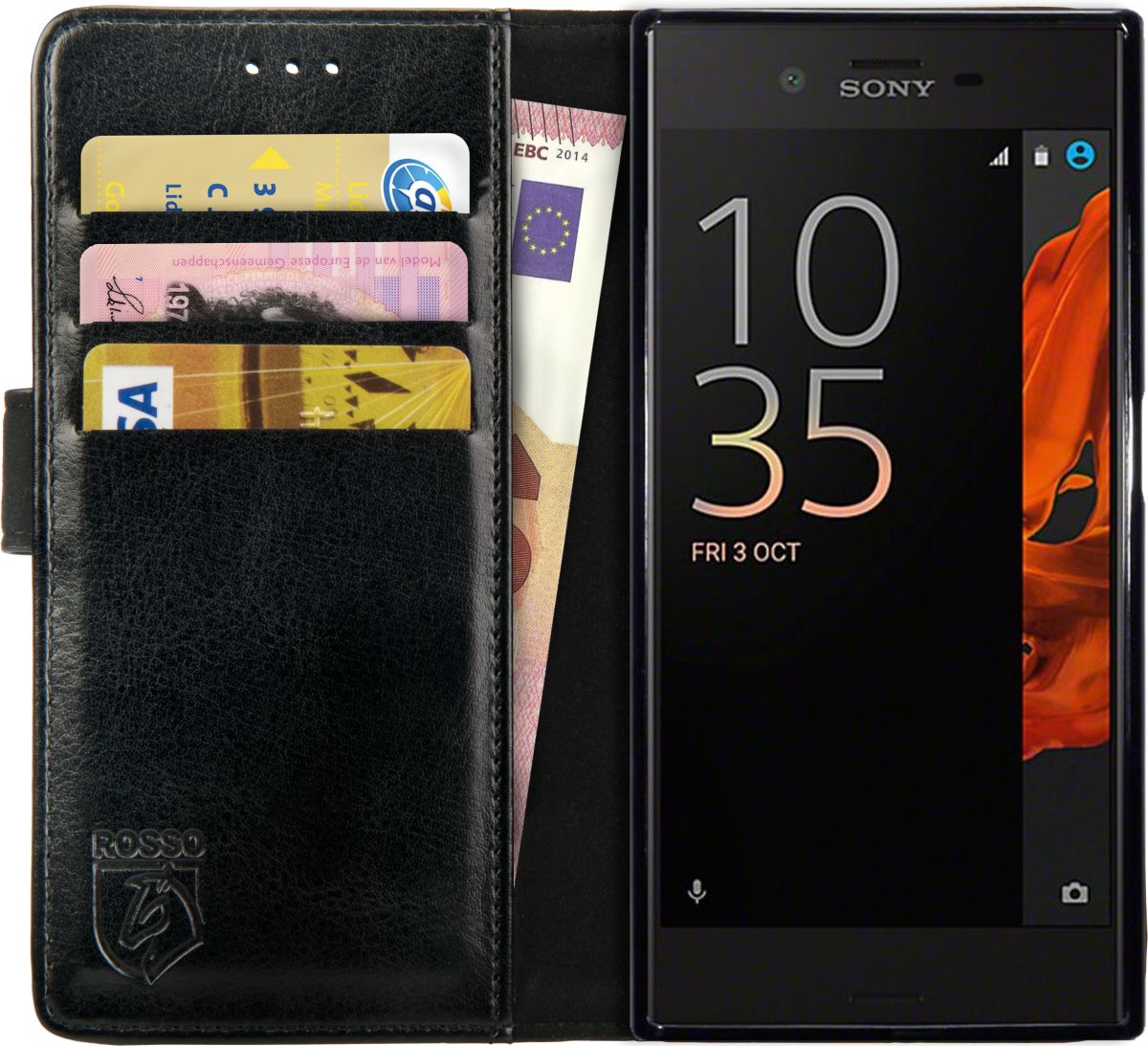 Rosso Element Sony Xperia XZ1 Hoesje Book Cover Zwart afbeelding 1