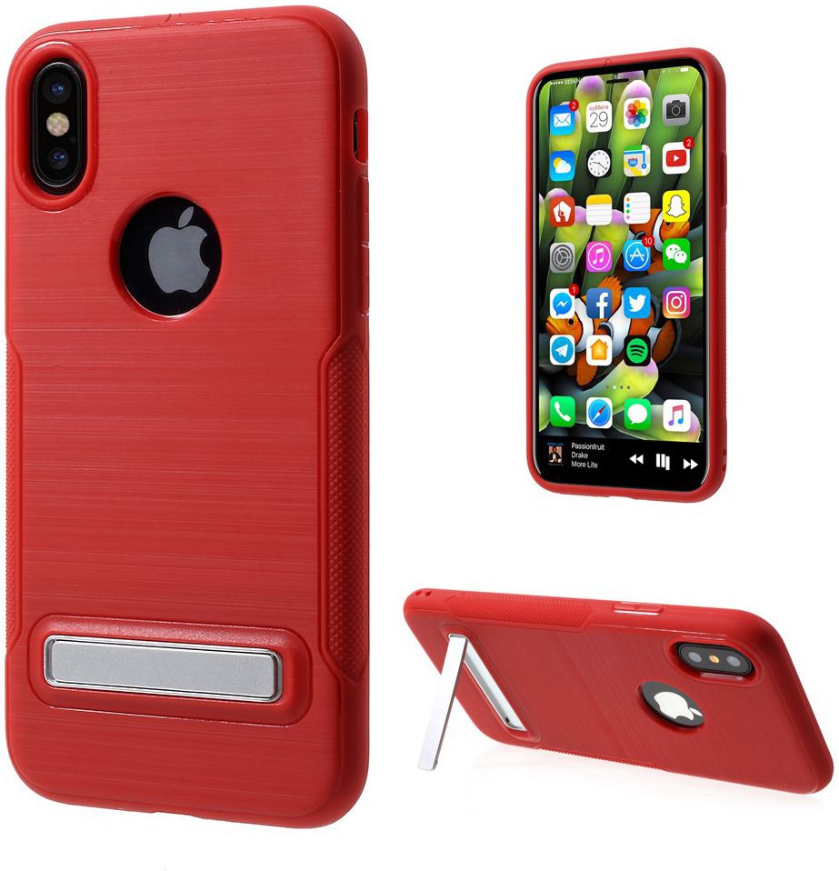 Apple iPhone X Hybride Hoesje met Standaard Rood afbeelding 2