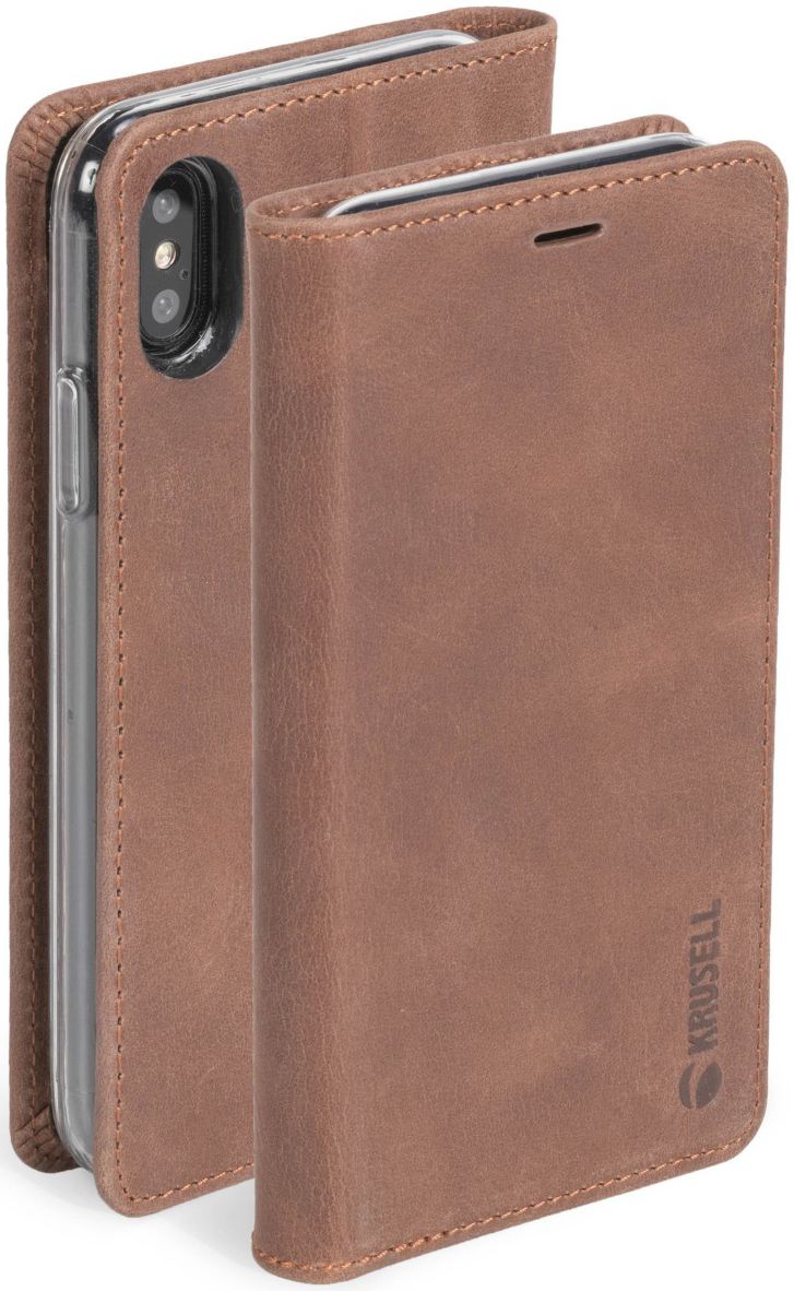 Krusell Sunne Portemonnee Hoesje Apple iPhone X Bruin afbeelding 1