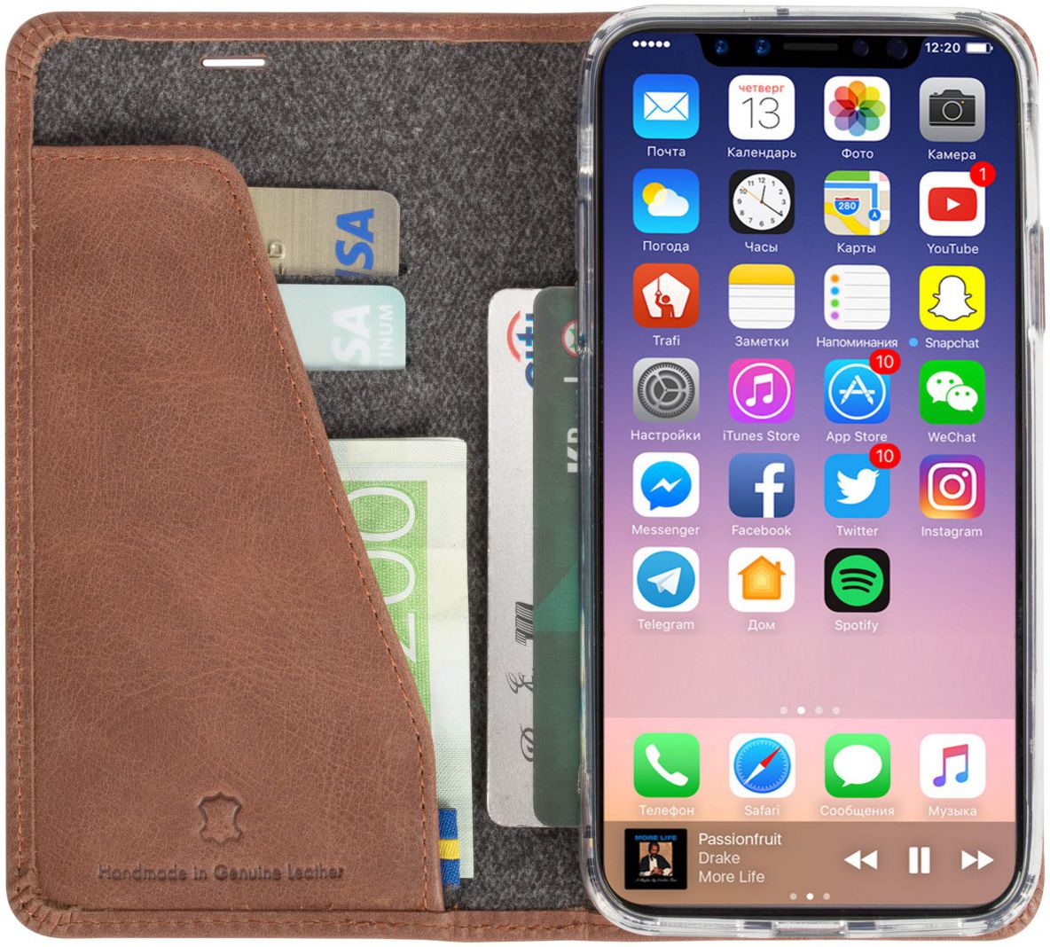 Krusell Sunne Portemonnee Hoesje Apple iPhone X Bruin afbeelding 2