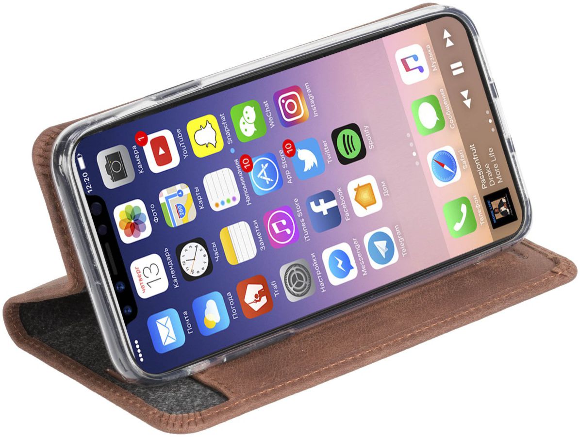 Krusell Sunne Portemonnee Hoesje Apple iPhone X Bruin afbeelding 4