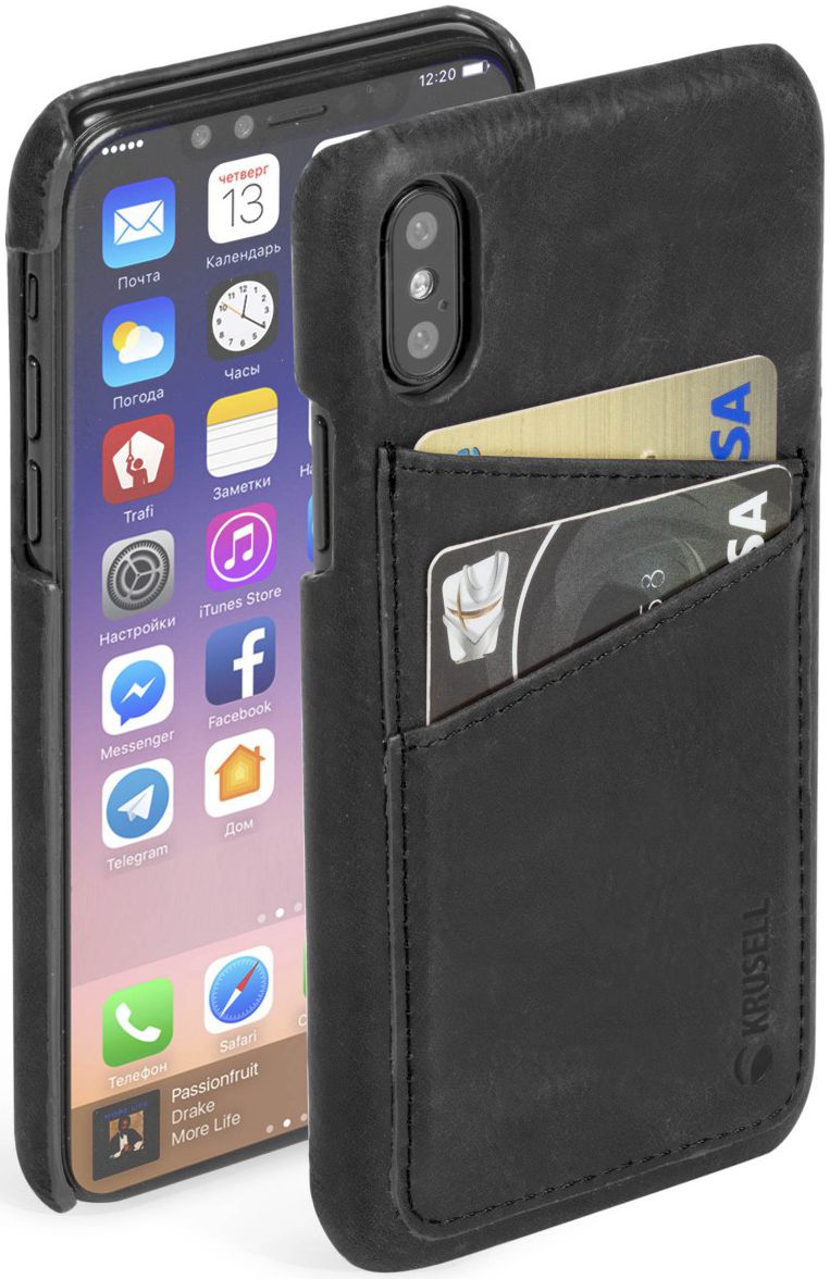 Krusell Sunne Back Cover Hoesje Apple iPhone X Vintage Zwart afbeelding 1