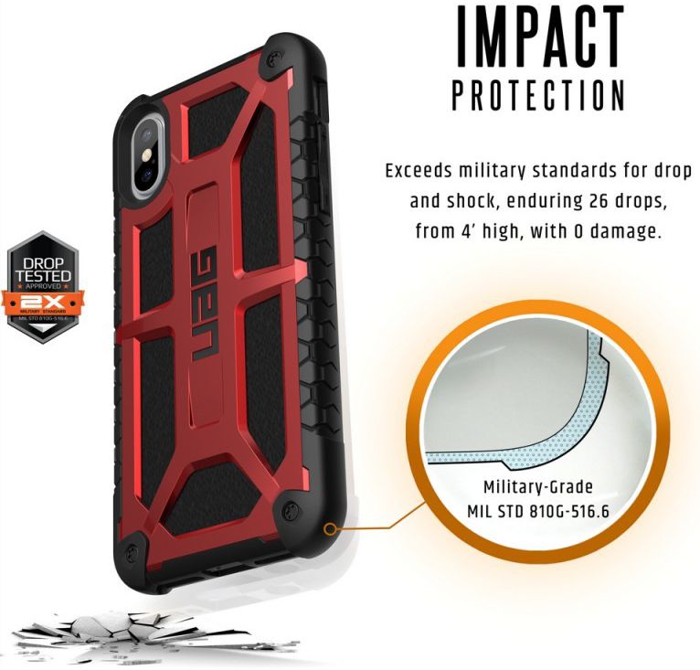 Urban Armor Gear Monarch Hoesje Apple iPhone XS/X Crimson afbeelding 4
