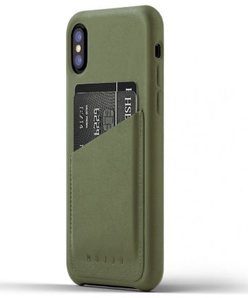 Mujjo Lederen Wallet Case Apple iPhone X Groen Hoesjes