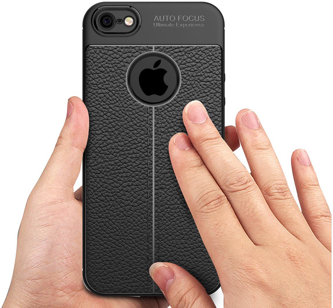 Apple iPhone 5 / 5S / SE Hoesje met Kunstleer Coating Zwart afbeelding 2