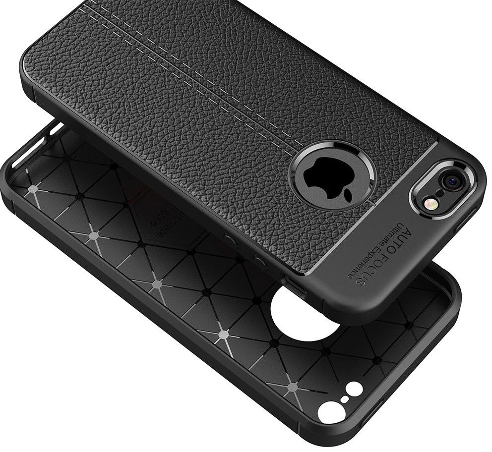 Apple iPhone 5 / 5S / SE Hoesje met Kunstleer Coating Zwart afbeelding 5