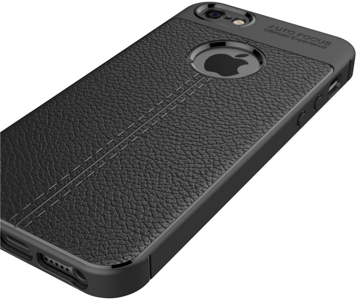 Apple iPhone 5 / 5S / SE Hoesje met Kunstleer Coating Zwart afbeelding 8