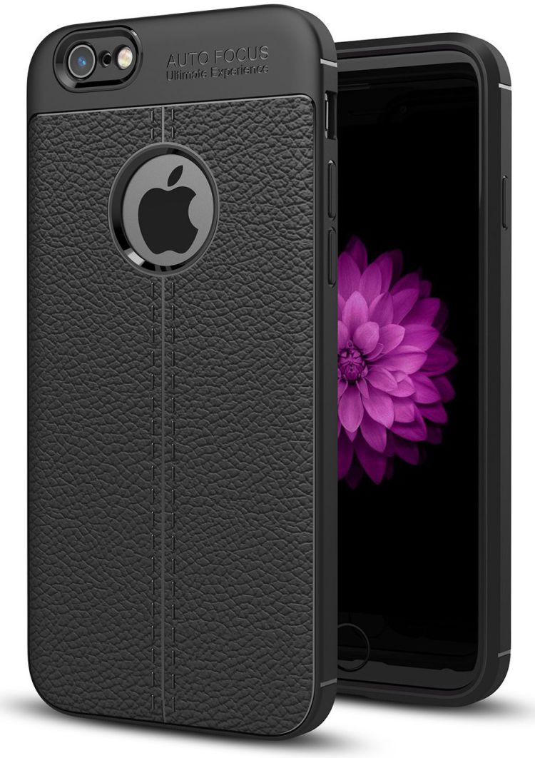 Apple iPhone 6 / 6S Hoesje met Kunstleer Coating Zwart afbeelding 1