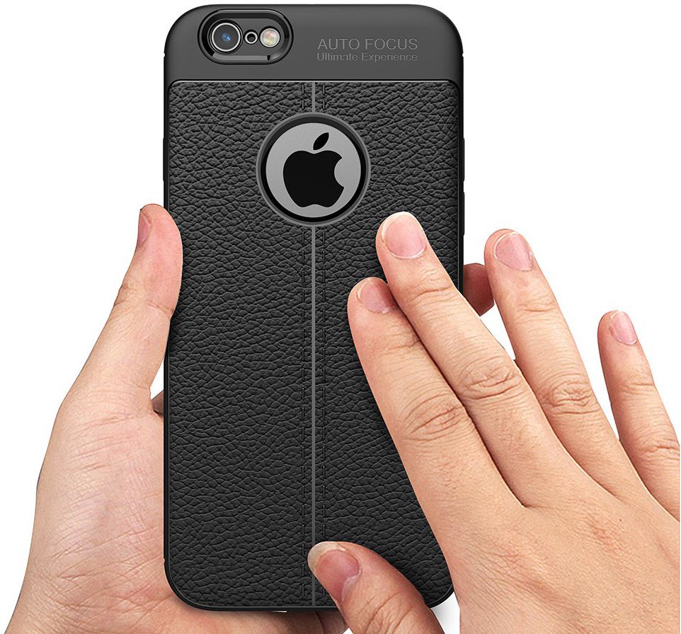 Apple iPhone 6 / 6S Hoesje met Kunstleer Coating Zwart afbeelding 2