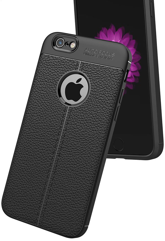 Apple iPhone 6 / 6S Hoesje met Kunstleer Coating Zwart afbeelding 3