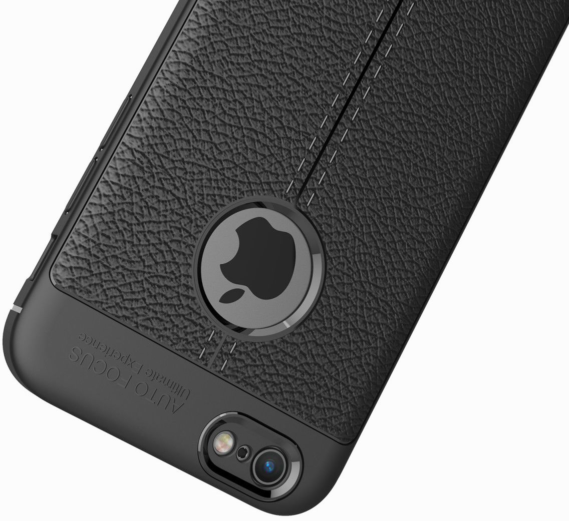 Apple iPhone 6 / 6S Hoesje met Kunstleer Coating Zwart afbeelding 7