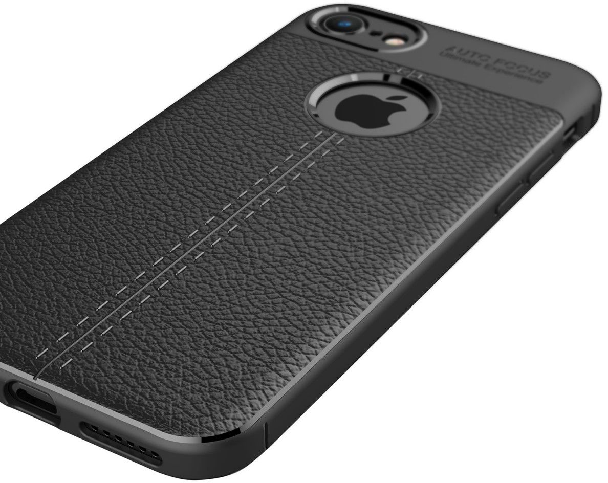 Apple iPhone 7 Hoesje met Leren Textuur Zwart afbeelding 10