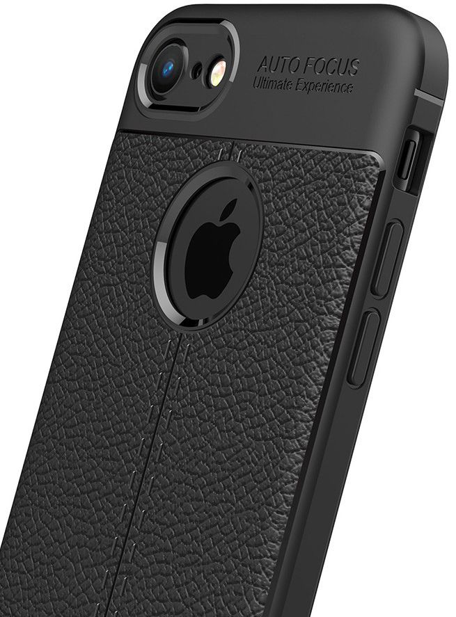 Apple iPhone 7 Hoesje met Leren Textuur Zwart afbeelding 11