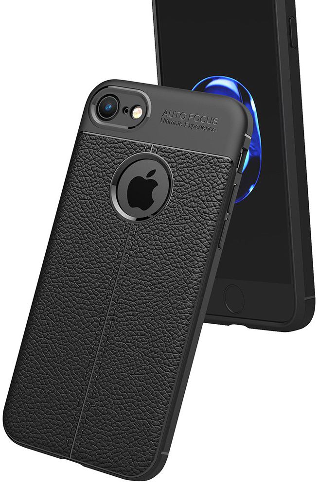 Apple iPhone 7 Hoesje met Leren Textuur Zwart afbeelding 3