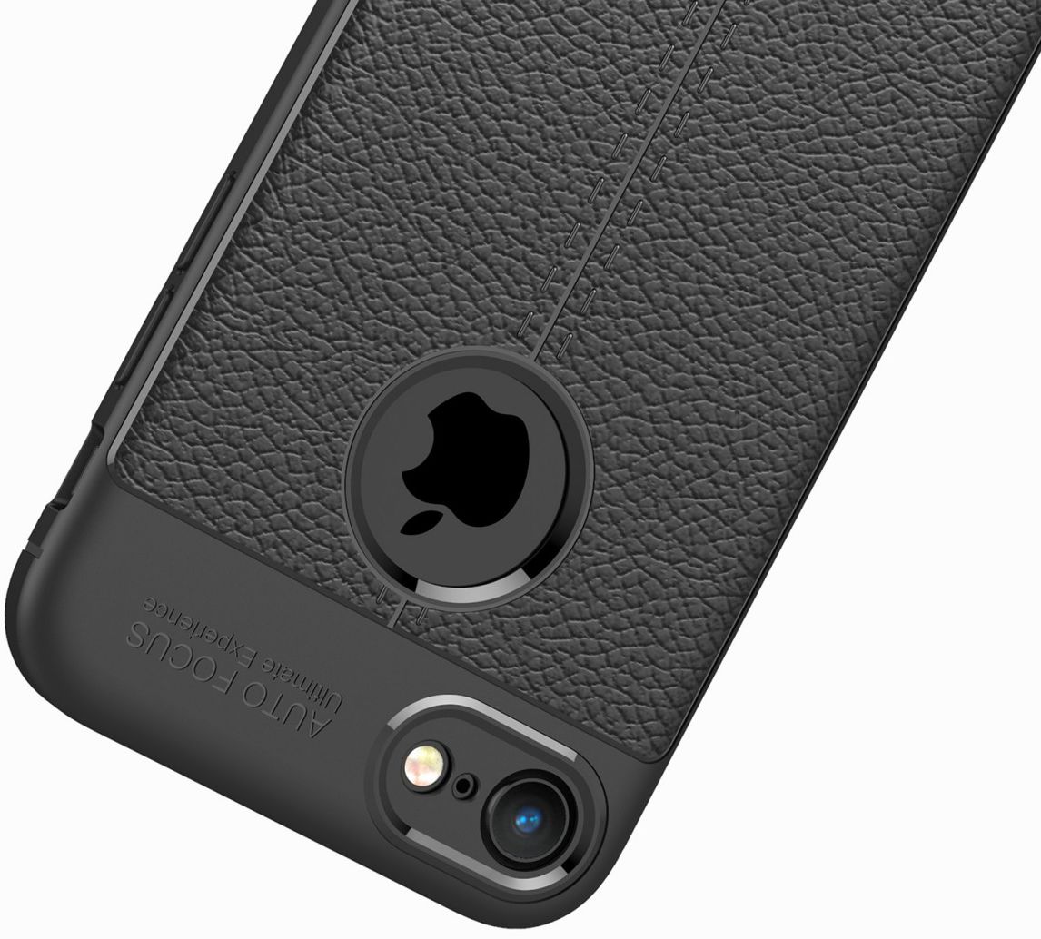 Apple iPhone 7 Hoesje met Leren Textuur Zwart afbeelding 7