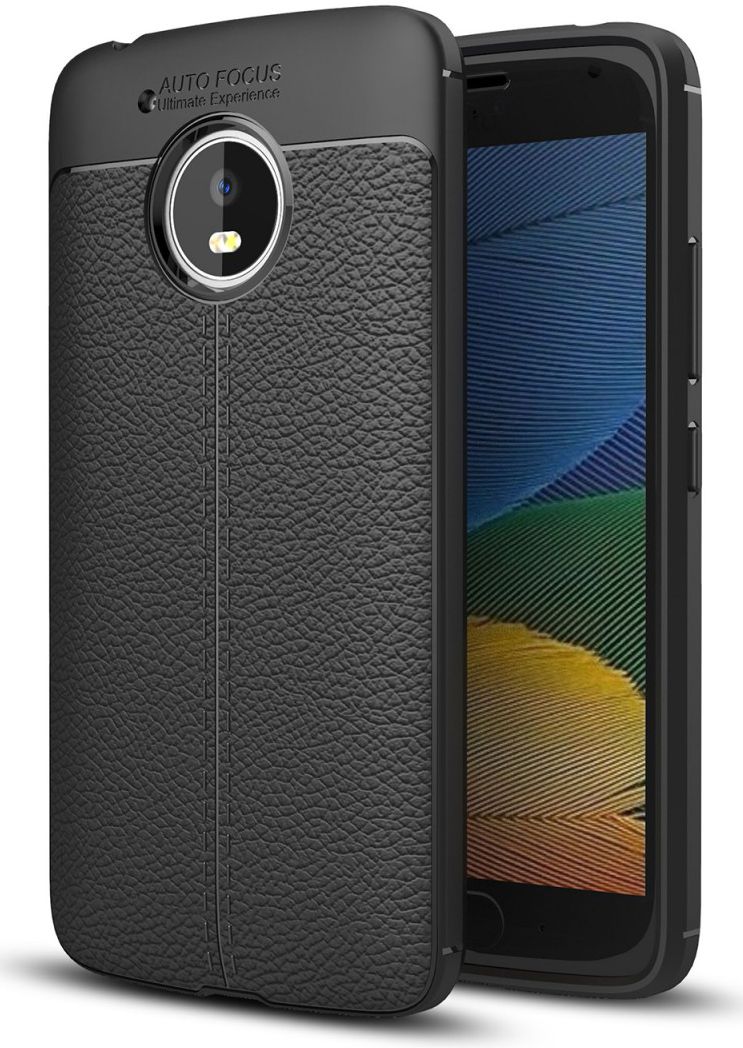 Motorola Moto G5 Hoesje met Kunstleer Coating Zwart afbeelding 1