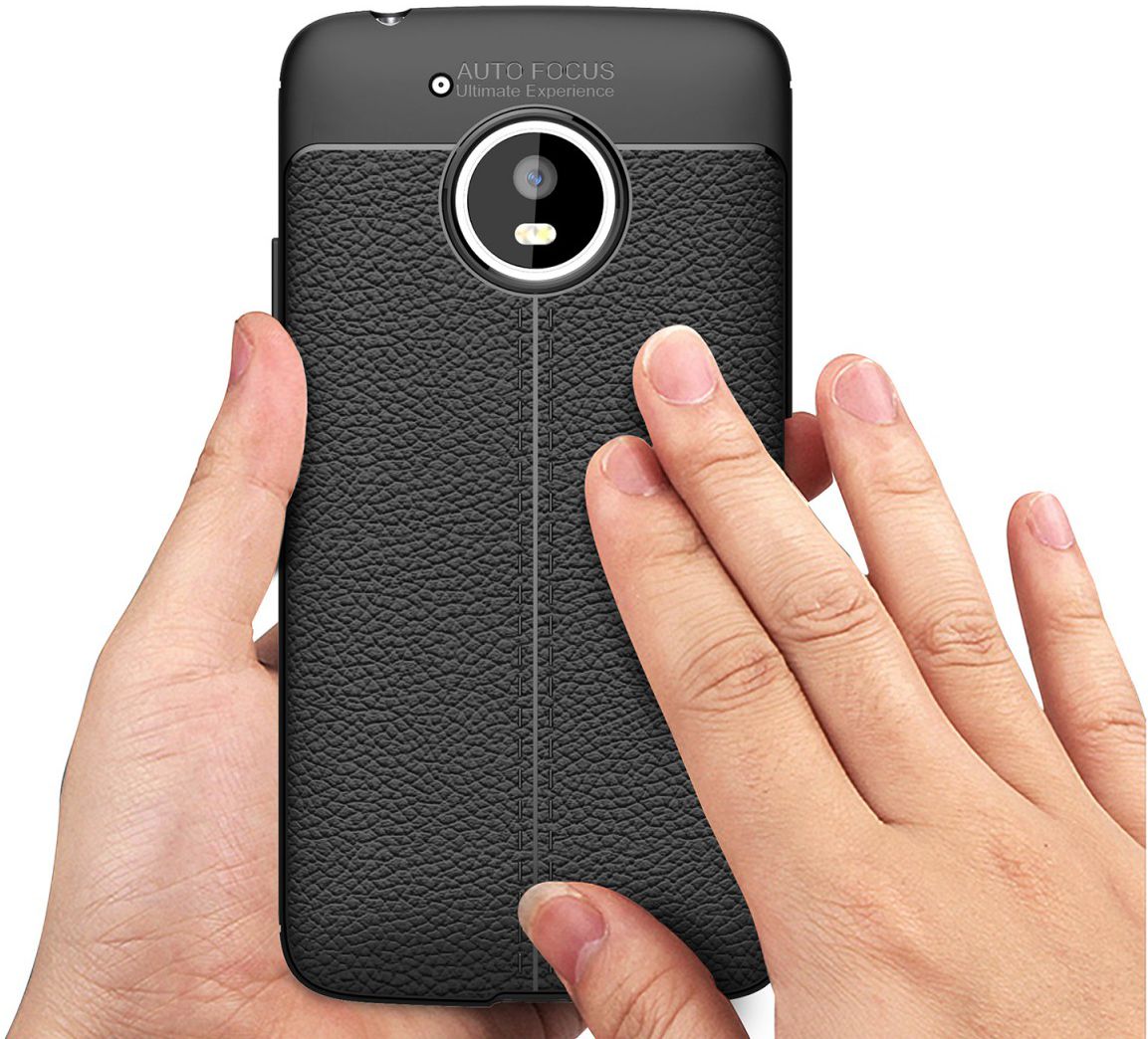 Motorola Moto G5 Hoesje met Kunstleer Coating Zwart afbeelding 2