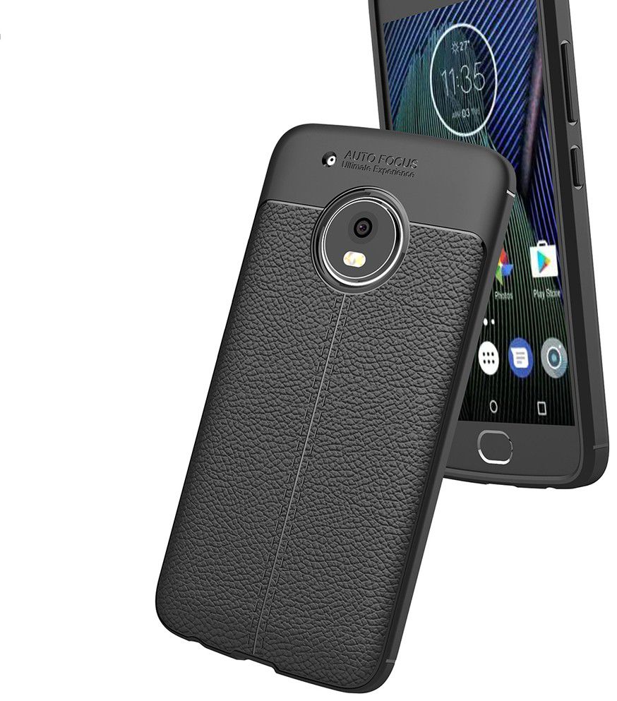 Motorola Moto G5 Plus Hoesje met Kunstleer Coating Zwart afbeelding 3