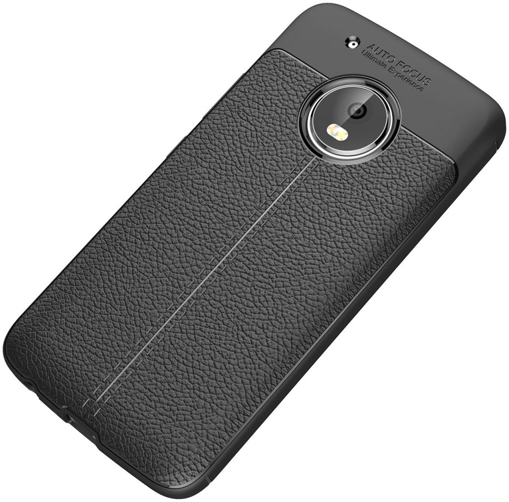 Motorola Moto G5 Plus Hoesje met Kunstleer Coating Zwart afbeelding 5