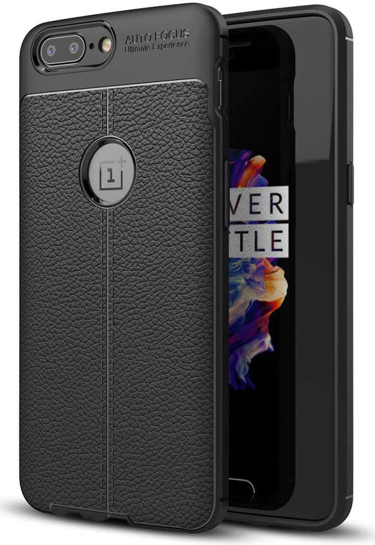 OnePlus 5 Hoesje met Kunstleer Coating Zwart afbeelding 1