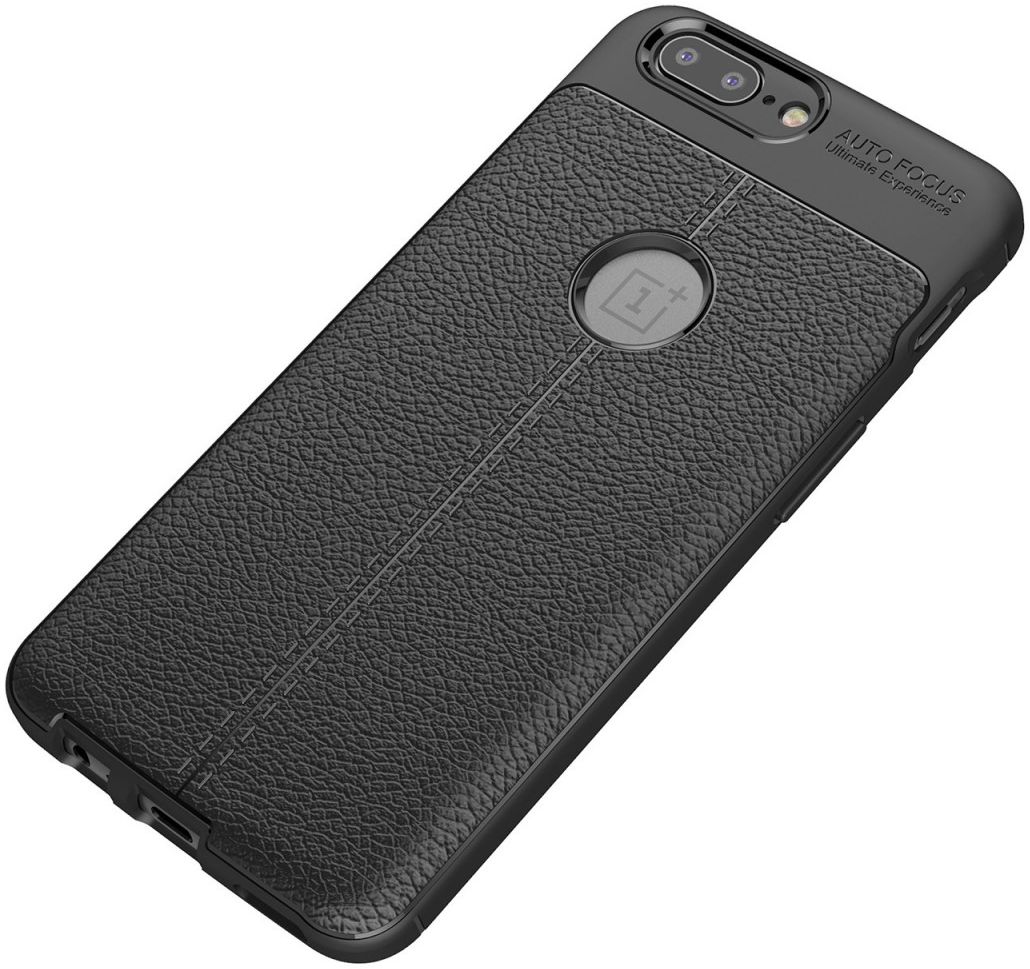 OnePlus 5 Hoesje met Kunstleer Coating Zwart afbeelding 3