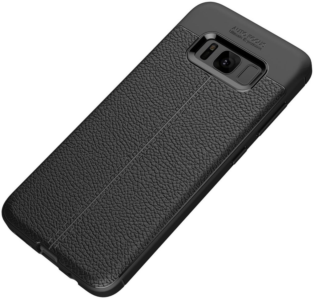 Samsung Galaxy S8 Hoesje Met Leren Textuur Zwart afbeelding 4