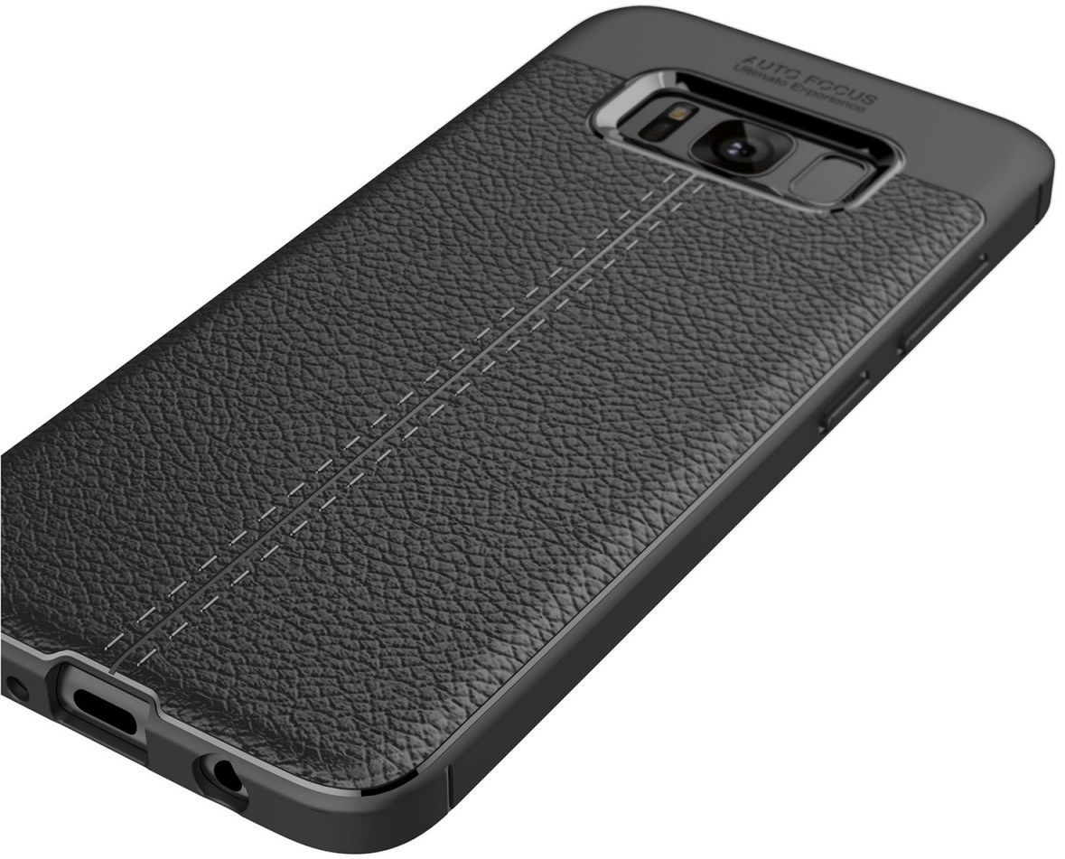 Samsung Galaxy S8 Hoesje Met Leren Textuur Zwart afbeelding 8