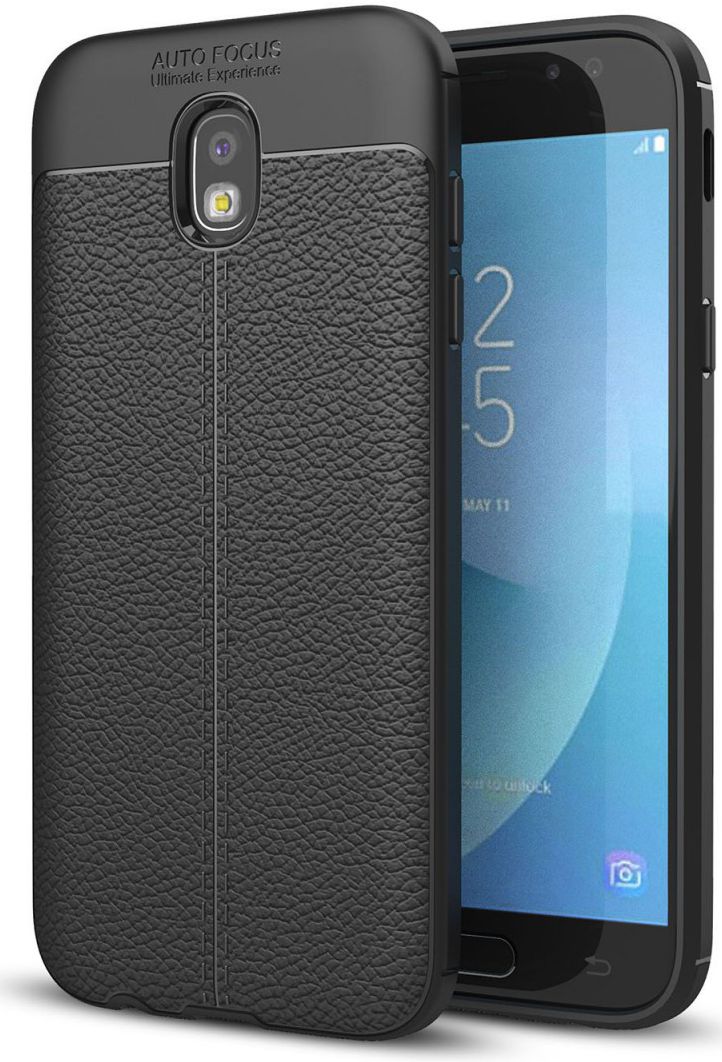 Samsung Galaxy J5 (2017)  Hoesje Leren Textuur Zwart afbeelding 1