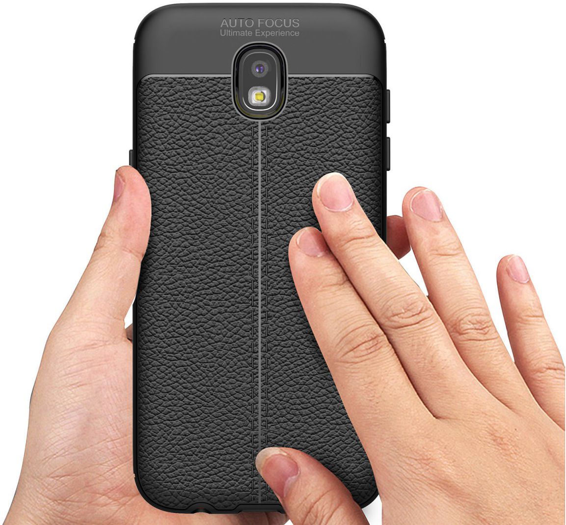 Samsung Galaxy J5 (2017)  Hoesje Leren Textuur Zwart afbeelding 2