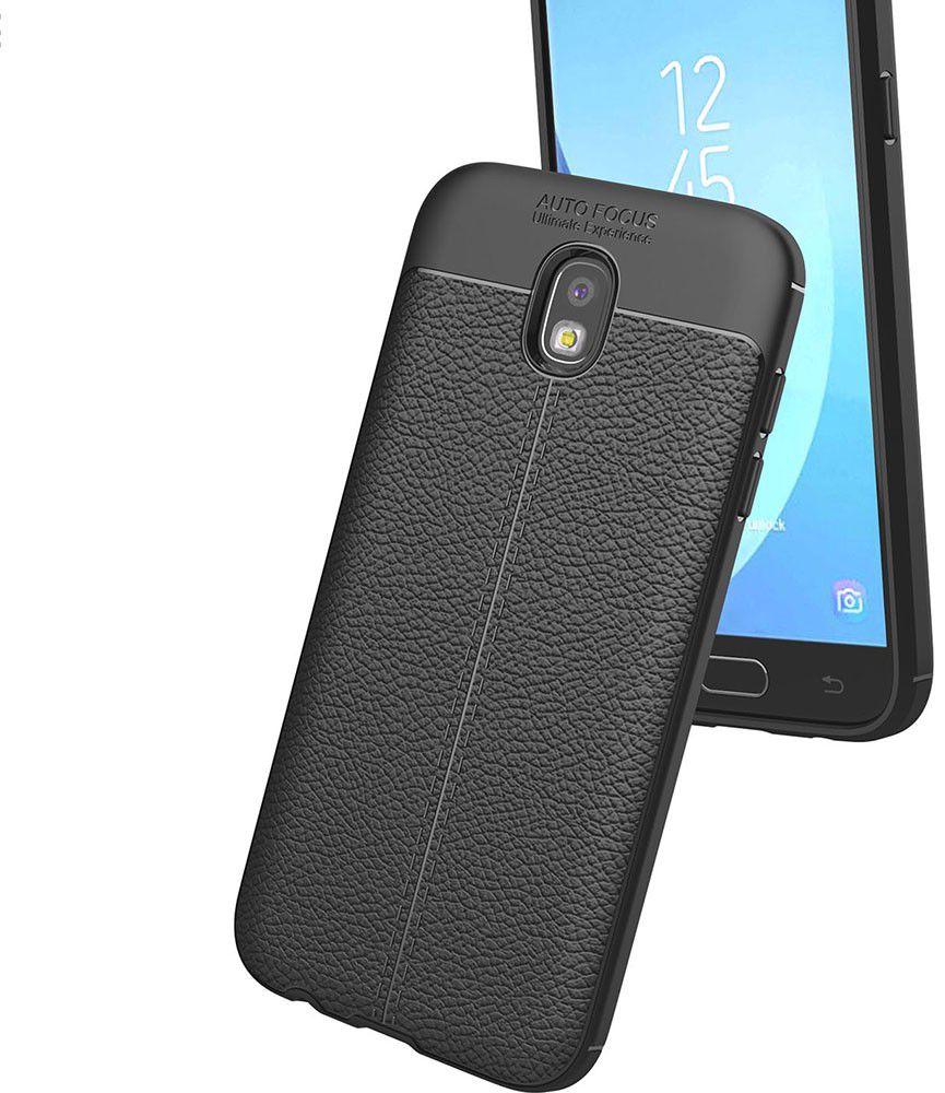 Samsung Galaxy J5 (2017)  Hoesje Leren Textuur Zwart afbeelding 3