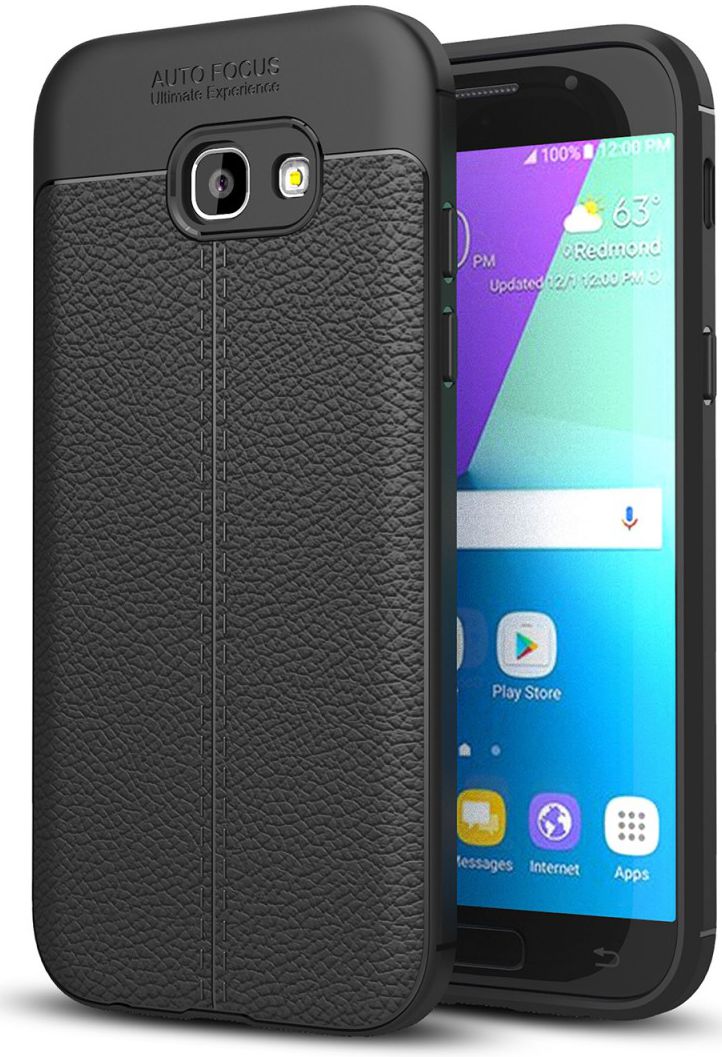 Samsung Galaxy A5 (2017)  Hoesje met Leren Textuur Zwart afbeelding 1