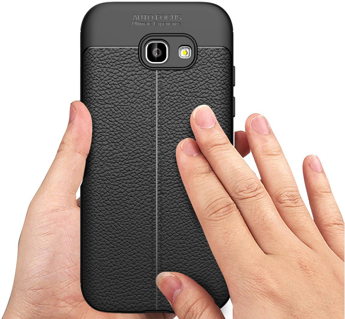 Samsung Galaxy A5 (2017)  Hoesje met Leren Textuur Zwart afbeelding 2