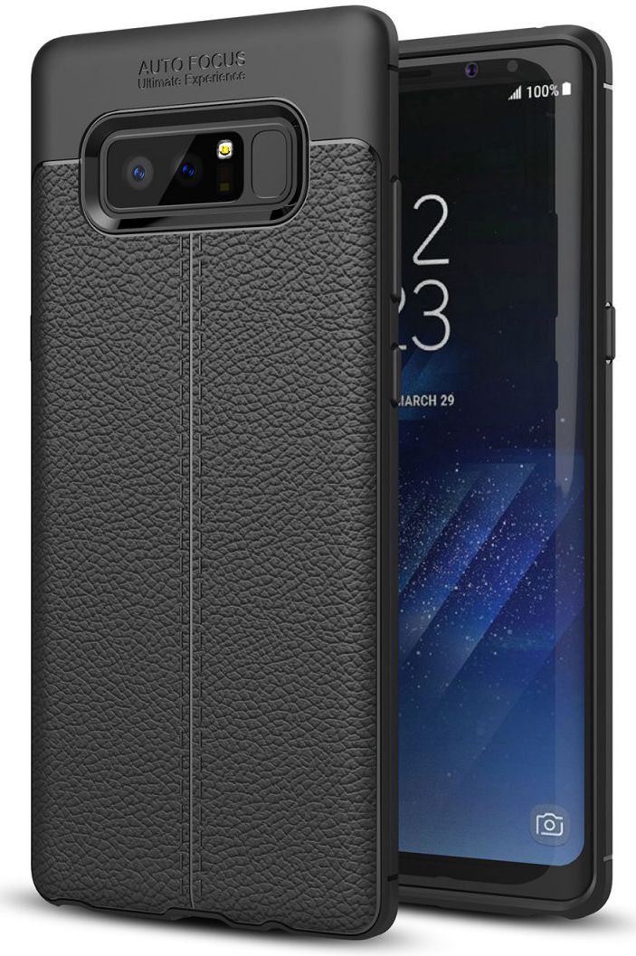 Samsung Galaxy Note 8 Hoesje TPU Met Leren Textuur Zwart afbeelding 1
