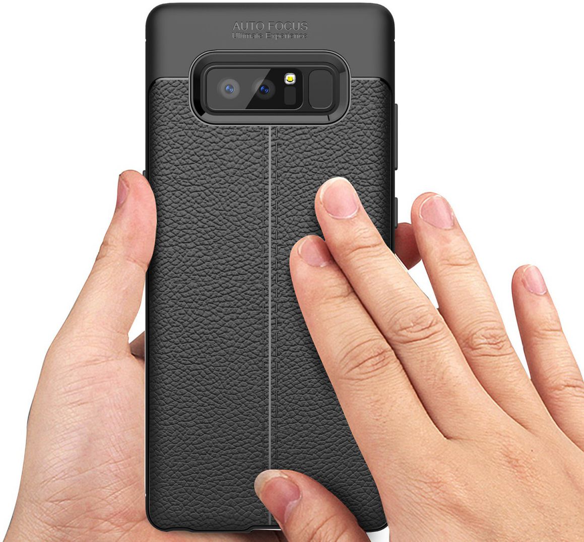 Samsung Galaxy Note 8 Hoesje TPU Met Leren Textuur Zwart afbeelding 2